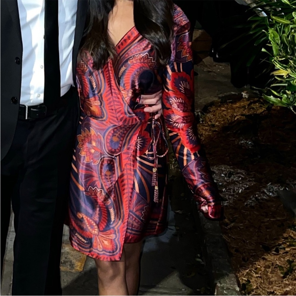 FARM Rio Red and Blue Mini Dress